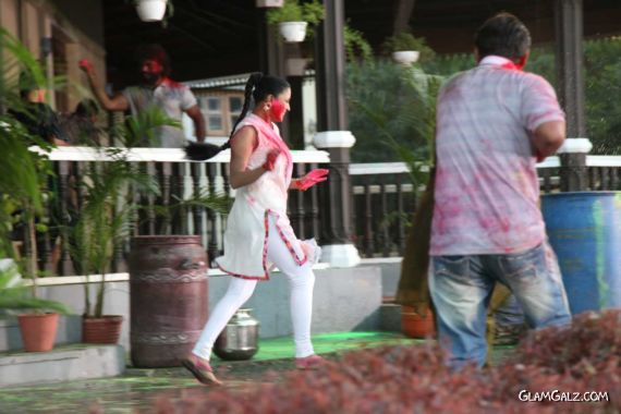 Veena Malik Celebrating Holi